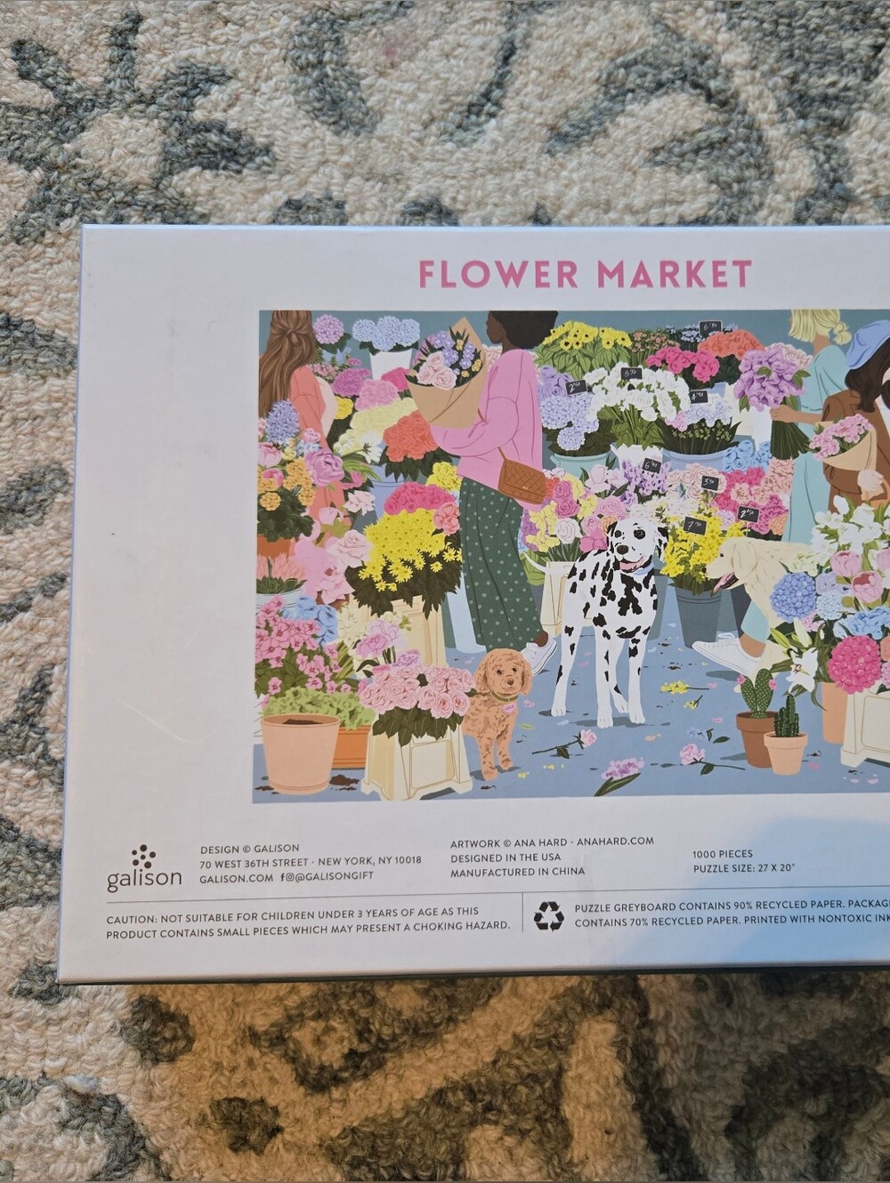 Galison Flower Market Dog Puzzle 1000 Piece - Picture 2 of 3